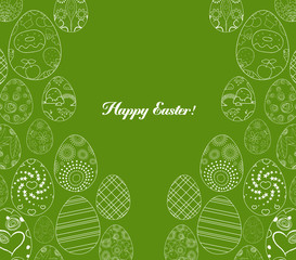 Abstract white easter egg on green background