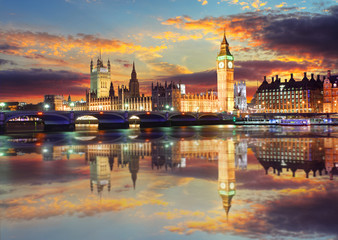 Big Ben and Houses of Parliament at evening, London, UK