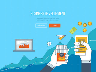 Concepts for business development, teamwork, financial report and strategy. 