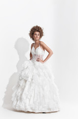 Fototapeta na wymiar A woman in white wedding dress.