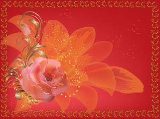 red decoration with pink rose flower