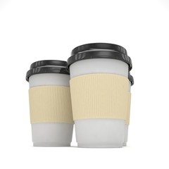 Three paper coffee cups