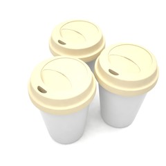 Three paper coffee cups