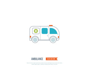 Ambulance car icon in flat design style