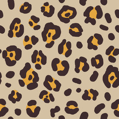 Leopard skin print. Vector seamless pattern. African animal popular trendy background.