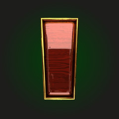 i vector golden letter with red wood