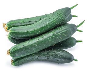 Cucumbers on the white background.