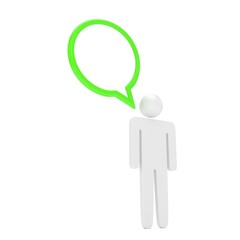 3d man with talk bubbles isolated over a white background