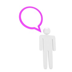 3d man with talk bubbles isolated over a white background