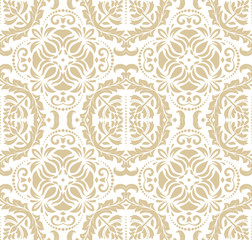 Oriental vector classic white and golden pattern. Seamless abstract background
