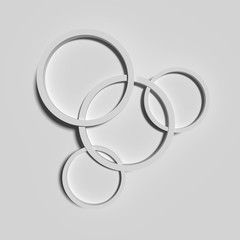 White three-dimensional circles on white background