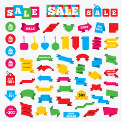 Sale price tag icons. Discount symbols.