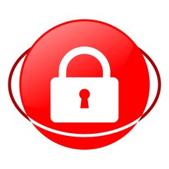 Red icon, lock vector ilustration