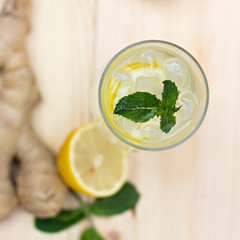 Lemonade with lemon and ginger