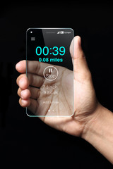 Jogging application with smartphone and hand