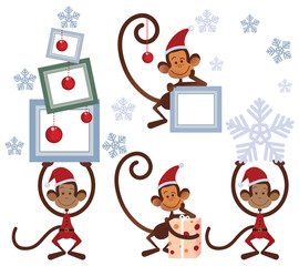Obraz na płótnie Canvas Merry Christmas monkeys