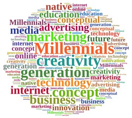 Word cloud relating to Millennials.