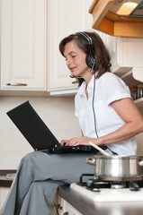 Multitasking - preparing meal and working