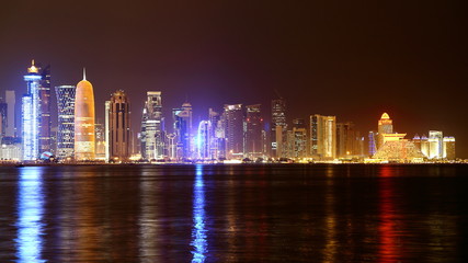 Fototapeta na wymiar Doha, Qatar. Night skyline.
