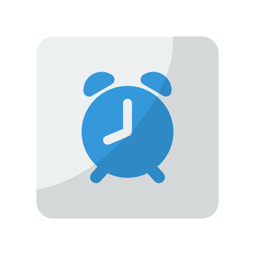 Blue Alarm Clock icon on grey rounded square button on white