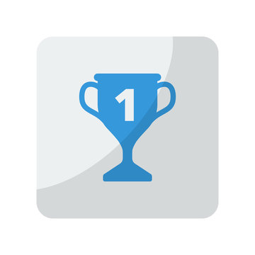 Blue Trophy icon on grey rounded square button on white