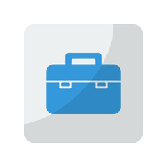 Blue Briefcase icon on grey rounded square button on white