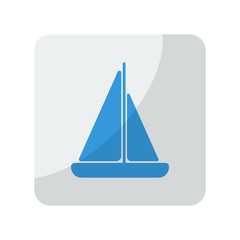 Blue Sailboat icon on grey rounded square button on white