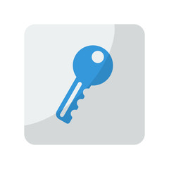Blue Key icon on grey rounded square button on white