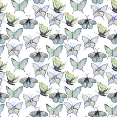 Watercolor pattern with batterfly