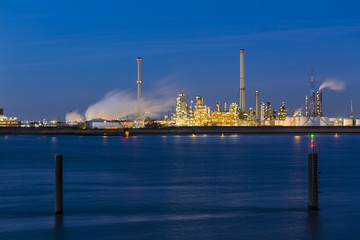 Fototapeta na wymiar Chemical Plant In Harbor At Night