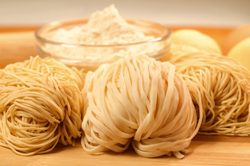 Handmade noodles and ingredients