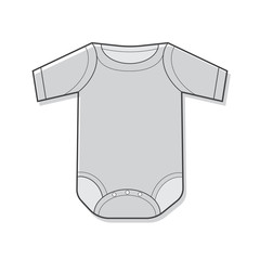 Baby bodysuit flat sketch template