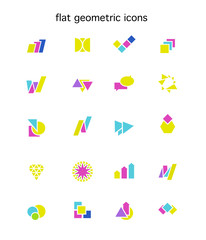 Flat geometric colorful abstract icons