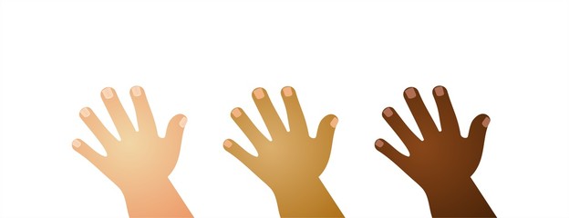 Ilustración aislada de manos en diferentes tonos de piel
