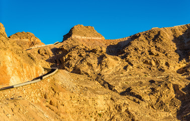 Road to the top of Jabel Hafeet mountain on the border between U