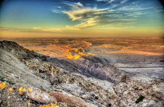 View from Jebel Hafeet mountain towards Al Ain - UAE