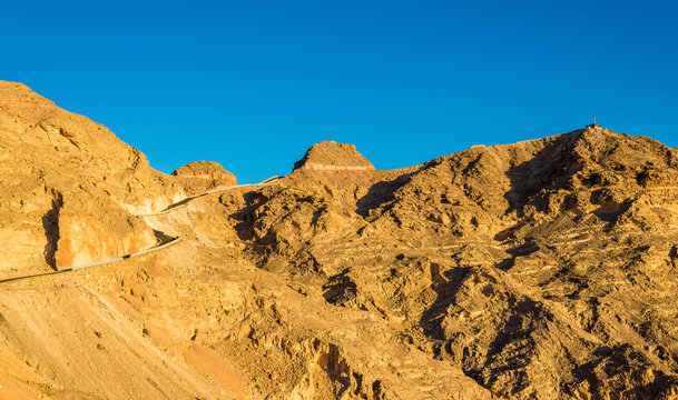 View of the top of Jabel Hafeet mountain on the border between U