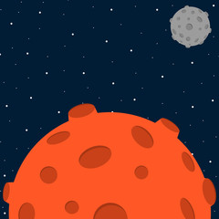 Cartoon style space background with planet