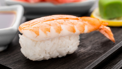 Nigiri sushi with shrimp