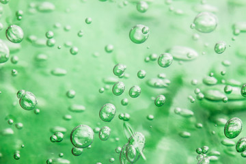 Green bubble water gel background.