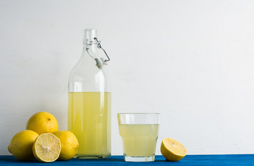 Limoncello. Tradtitional italian homemade lemon beverage.