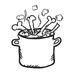 doodle cooking pot,  illustration icon