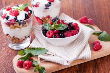 yogurt with muesli and berries