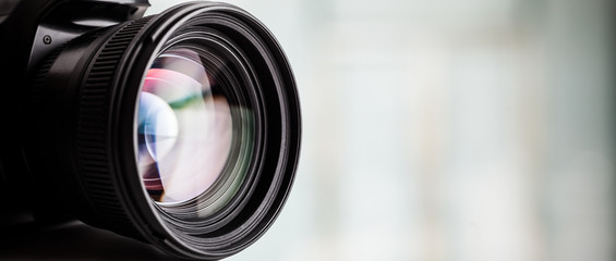 Fototapeta Close-up of a digital camera. Large copyspace obraz