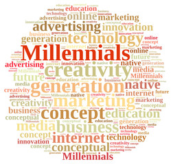 Fototapeta premium Word cloud relating to Millennials.