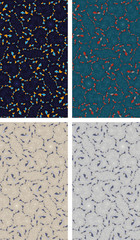 Different color fish seamless pattern set.