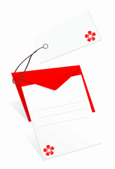 White red envelope for a romantic letter with a flower