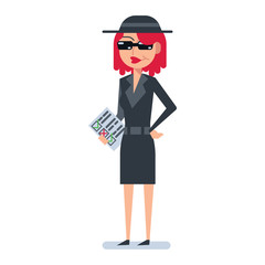 Mystery shopper woman in spy coat