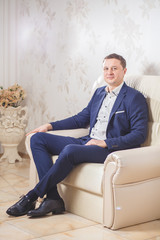 white armchair groom