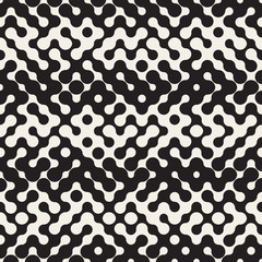 Vector Seamless Black and White Gradient Halftone Irregular Geometric Pattern